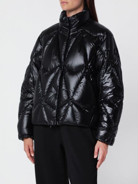 Short Puffer Jacket Moose Knuckles in Quilted Nylon with High Neck and Dropped Shoulders