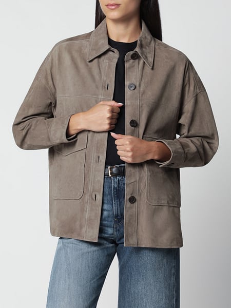 Arma Suede Lambskin Shirt Jacket with Patch Pockets