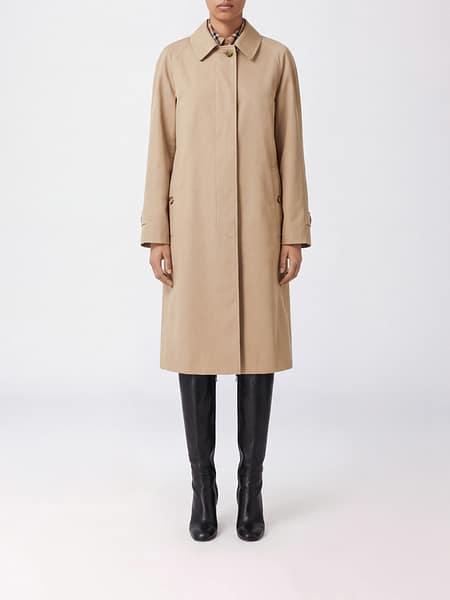 Burberry Honey-Colored Cotton Gabardine Single-Breasted Long Trench Coat