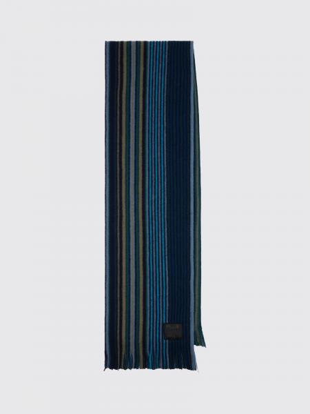 Paul Smith Multicolor Striped Wool Scarf with Fringed Edge