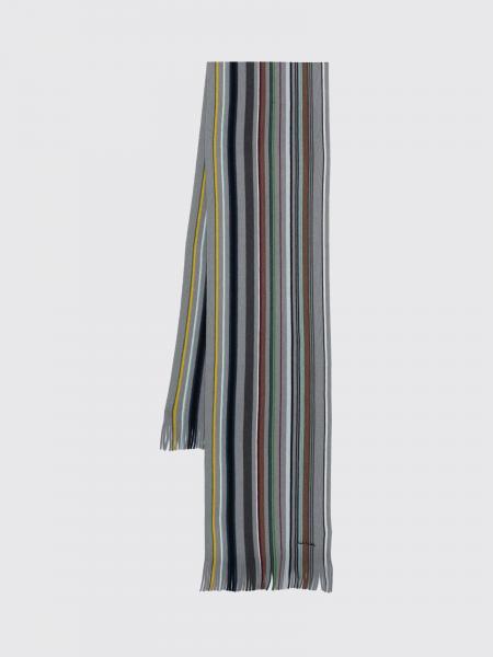 Écharpe Paul Smith en laine à rayures multicolores avec bord effrangé