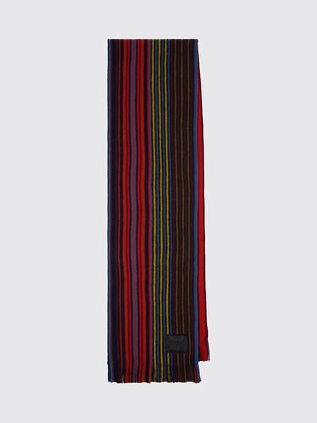 Écharpe Paul Smith en laine à rayures multicolores avec bord effrangé