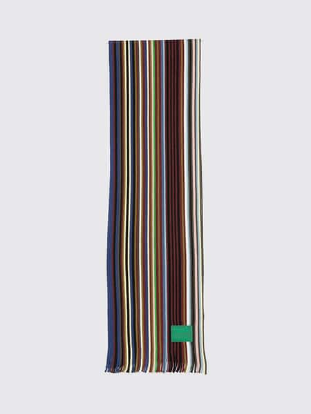 Multicolor Stripe Merino Wool Scarf Paul Smith with Fringed Edges