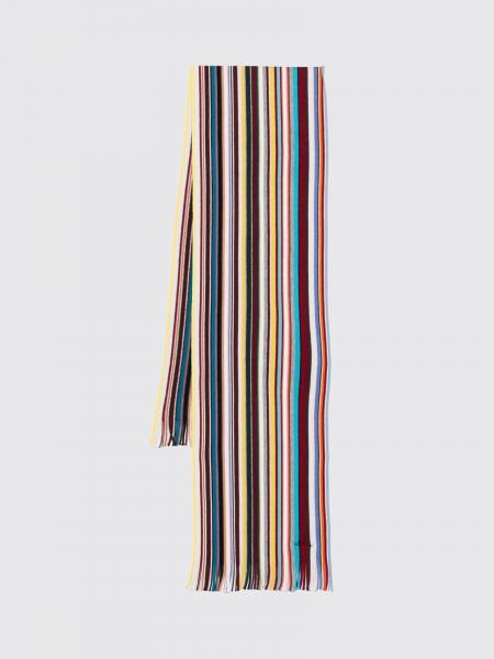 Écharpe Paul Smith à rayures multicolores en pure laine mérinos avec franges