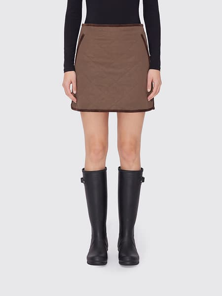 Eleh Quilted Stretch-Nylon Pencil Mini Skirt with Mid-Rise