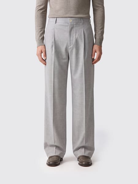 Laneus Pleated Wide-Leg Wool Tailored Trousers