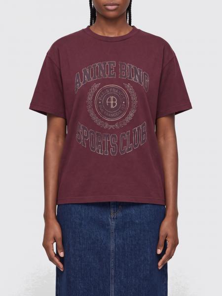 ANINE BING ドロップショルダー コントラストロゴ入り オーバーサイズコットンTシャツ