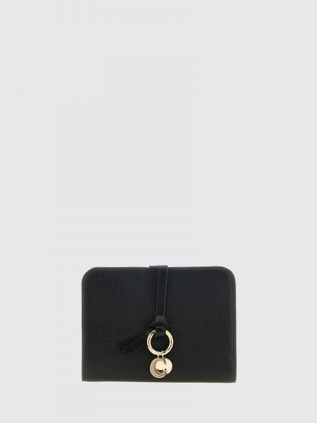 CHLOÉ 黑色小牛皮双折钱包配徽标挂饰