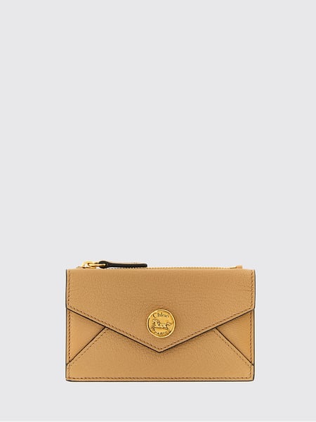 Chloé Blue Goat Leather Envelope Card Holder with Metal Logo
