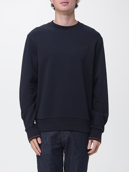 Crew Neck Cotton Sweatshirt Fred Perry with Contrasting Embroidered Logo