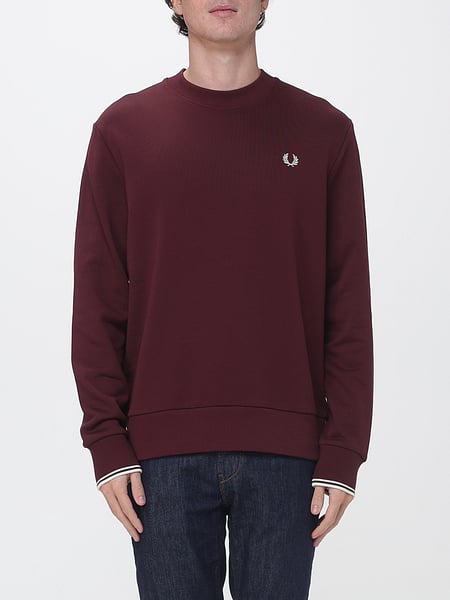 Crew Neck Cotton Sweatshirt Fred Perry with Contrasting Embroidered Logo