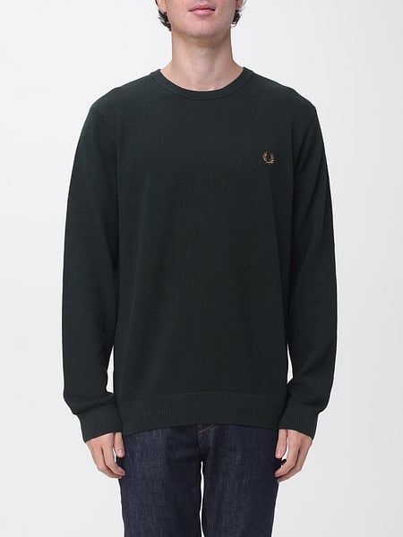 Crew Neck Cotton Jumper Fred Perry with Tone-on-Tone Embroidered Logo