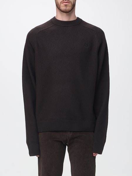 Relaxed Fit Crew Neck Cotton Jumper Fred Perry with Tone-on-Tone Logo