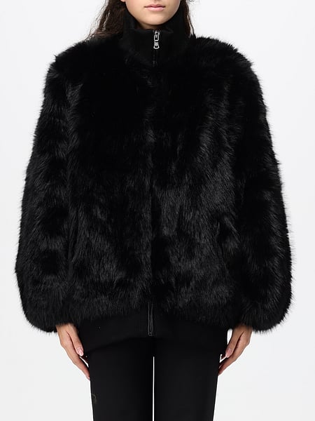 Kurze Canadian Kunstpelzjacke mit Stehkragen und elastischen Bündchen