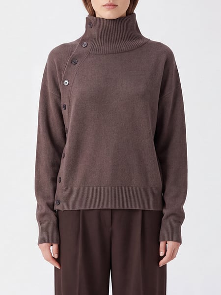 Wool and Cashmere Blend Turtleneck Jumper Seventy with Side Button Closure