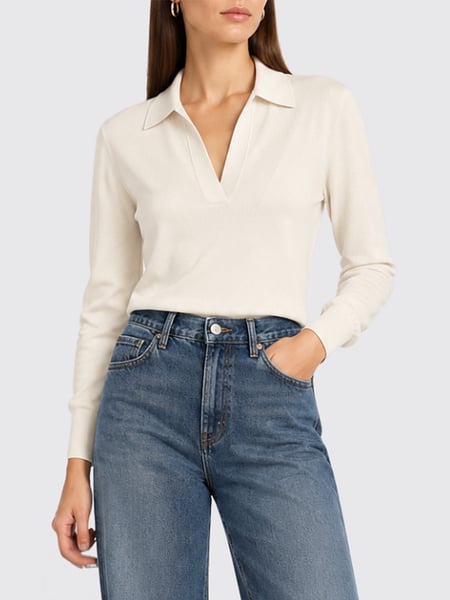 Long-Sleeved V-Neck Knit Polo Seventy in Wool