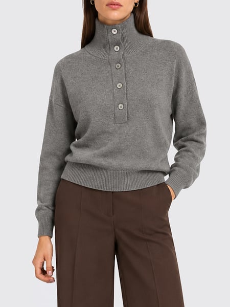 Wool and Cashmere Turtleneck Jumper Seventy with Dropped Shoulders and Buttons