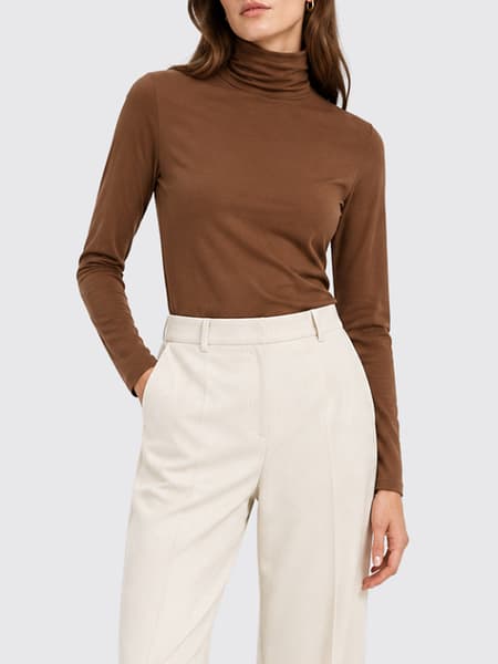 Slim Fit Long-Sleeved Turtleneck Top Seventy in Jersey
