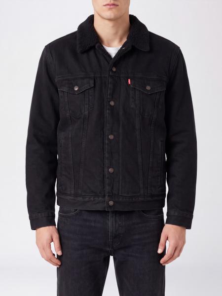 Levi's 牛仔衬衫夹克，配毛领和贴袋
