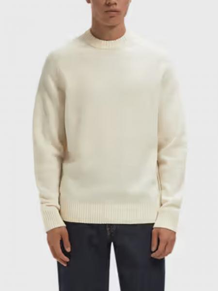 BARBOUR 男士长袖罗纹饰边羊毛圆领毛衣