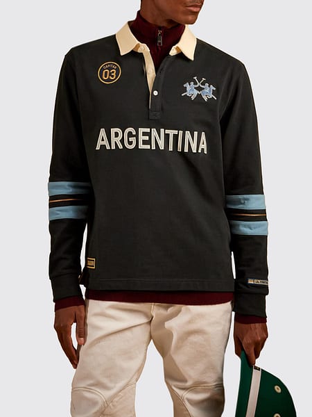Gestreiftes Langarm-Poloshirt Argentina La Martina mit Prints und Logo