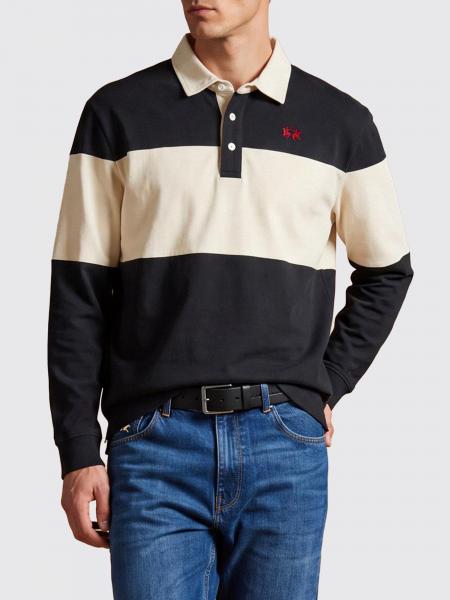 Langärmeliges Baumwoll-Poloshirt von La Martina mit zweifarbigem abstraktem Print
