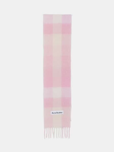 Клетчатый шарф Acne Studios из смеси альпаки и мохера с бахромой по краям
