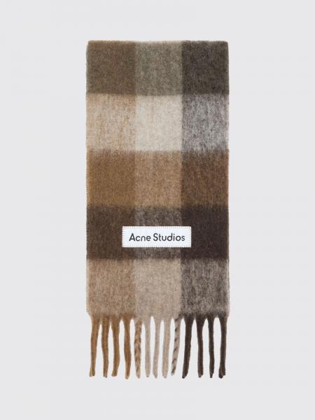 ACNE STUDIOS 格纹羊驼毛和马海毛混纺围巾，饰有流苏边缘