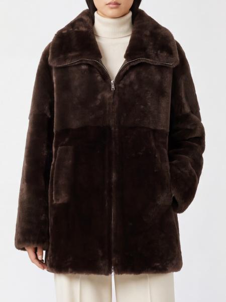 Single-Breasted Knee-Length Shearling Coat Blancha with a Sailor Collar