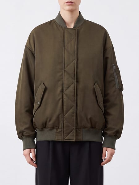 Cropped Polyester Bomber Jacket Herno with Dropped Shoulders and Elasticated Trim