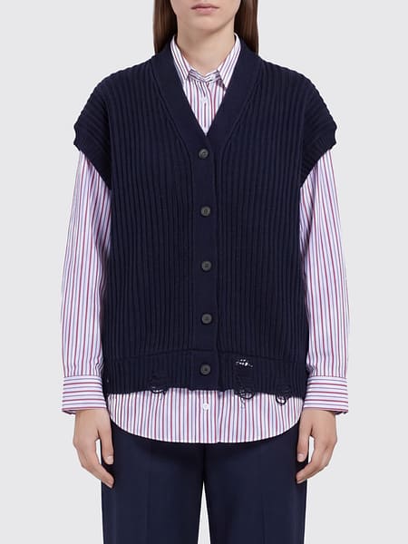 Solotre Wool Knit Waistcoat with V-Neck and Button Closure