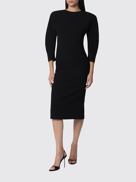 The Andamane Amanda Long-Sleeved Midi Sheath Dress in Crêpe