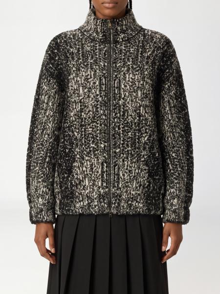 Zip-Up Turtleneck Cardigan Nude in an Abstract Patterned Wool Blend