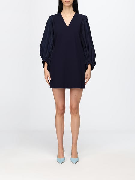 Meimeij V-Neck Crêpe Mini Tunic with Balloon Sleeves
