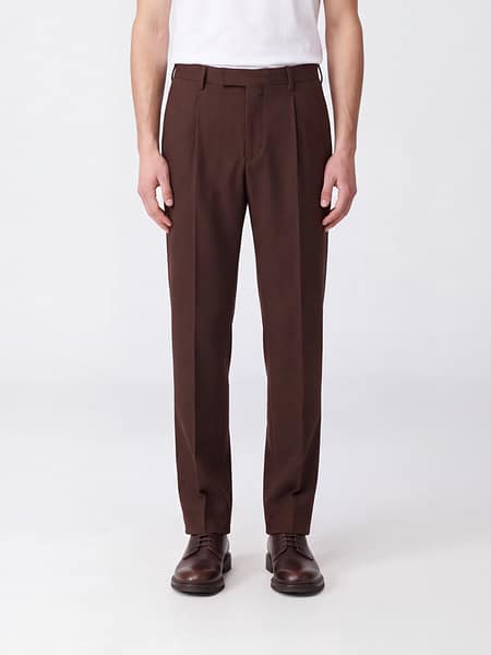 Pantalon de tailleur PT Torino plissé en laine vierge et cachemire