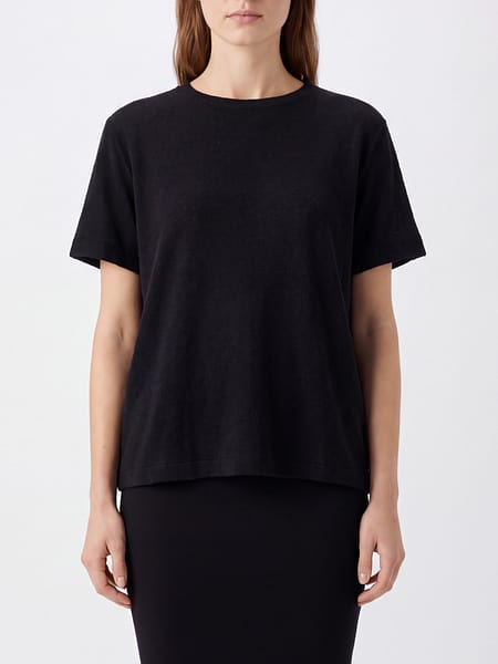 Co Silk and Linen Short-Sleeved Jumper with Dropped Shoulders