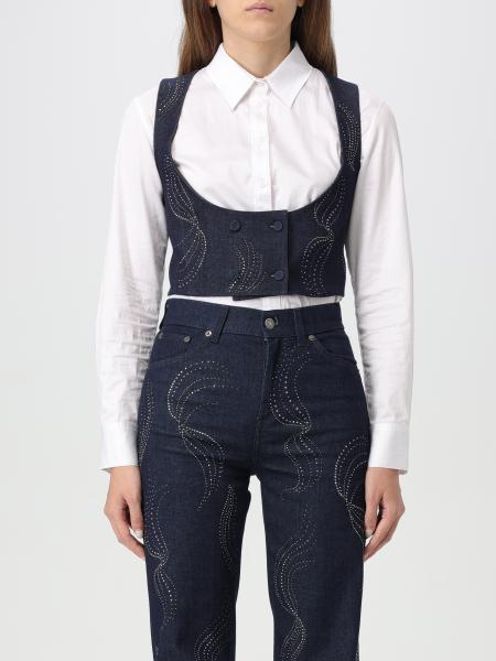 Gilet Dondup in denim con mini borchie