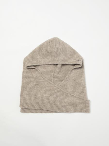 Balaclava in lana a coste con logo Ganni