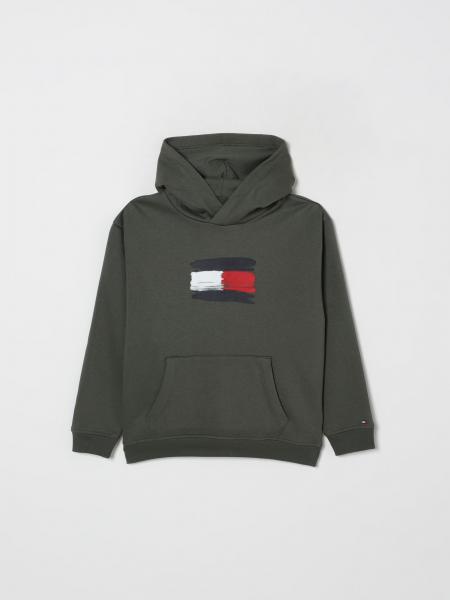 Felpa con cappuccio in cotone con logo Tommy Hilfiger