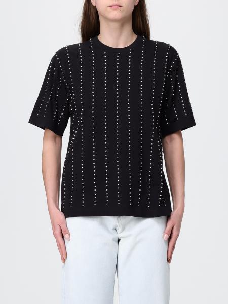 Camiseta de algodón con tachuelas Pinko