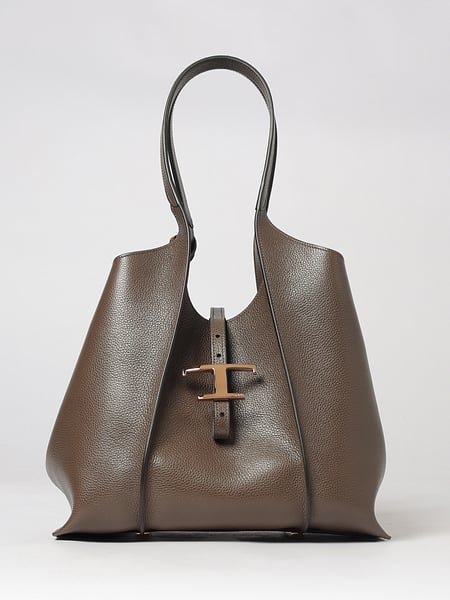 Tod's T Timeless Grained Calfskin Shoulder Bag with Double Handle