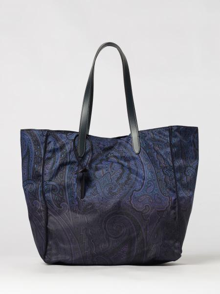Arnica Paisley Nylon Tote Bag Etro with Double Leather Handles