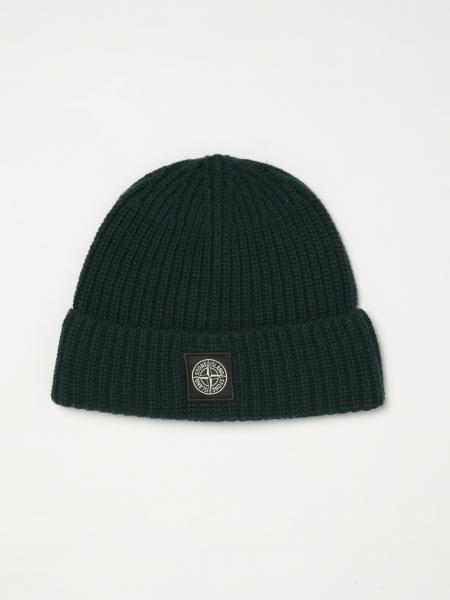 Ribbed Virgin Wool Beanie Hat Stone Island with Compass Logo