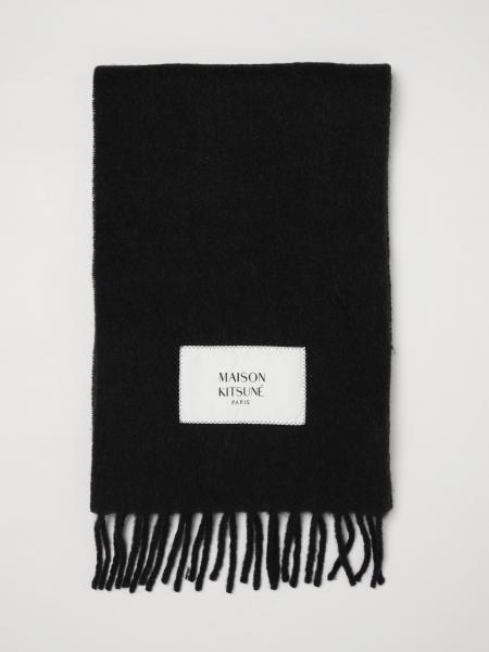Шерстяной шарф Maison Kitsuné с нашивкой-логотипом и бахромой