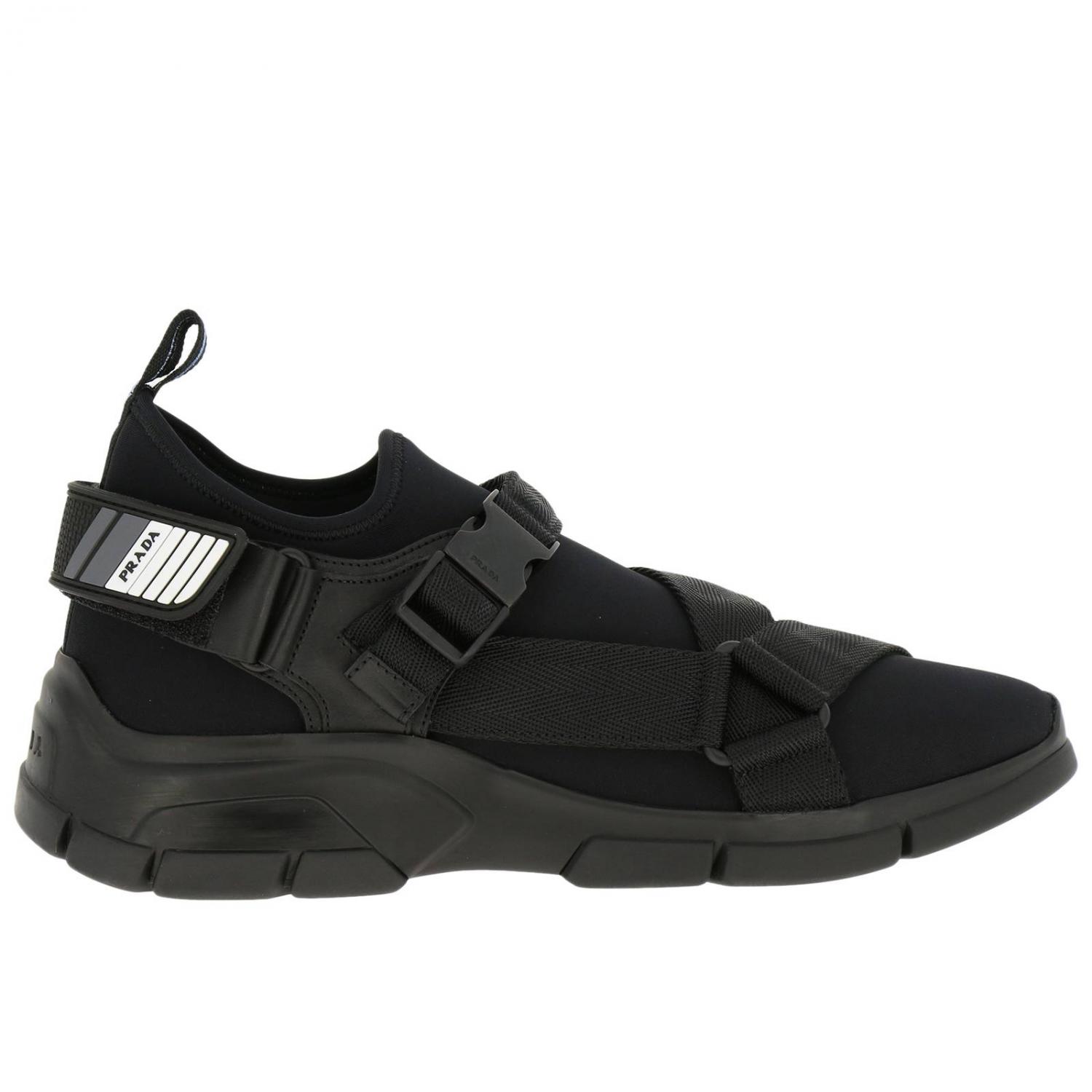 Prada Outlet Shoes men Black Prada sneakers 4E3333 1ONF online at GIGLIO.COM