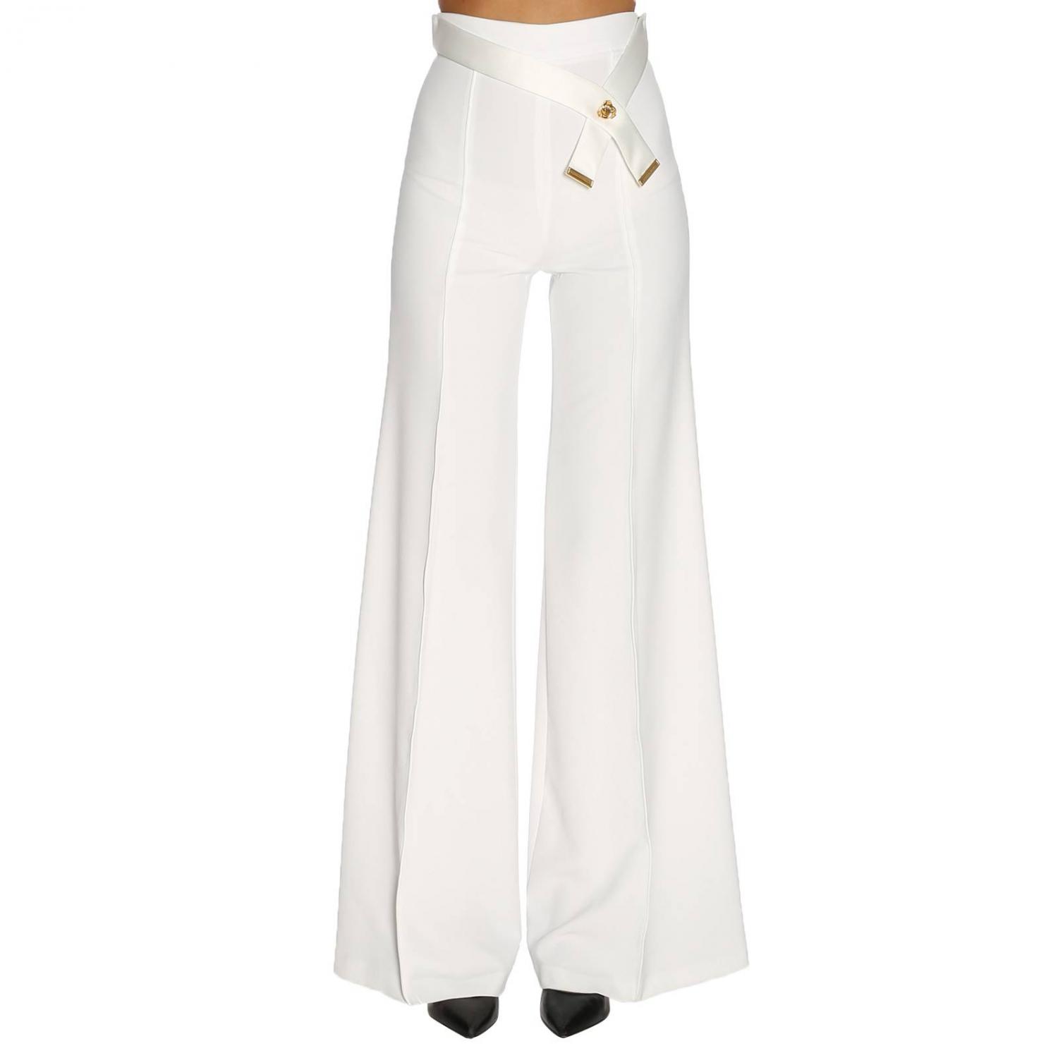 Elisabetta Franchi Outlet: Pants women - Ivory | Elisabetta