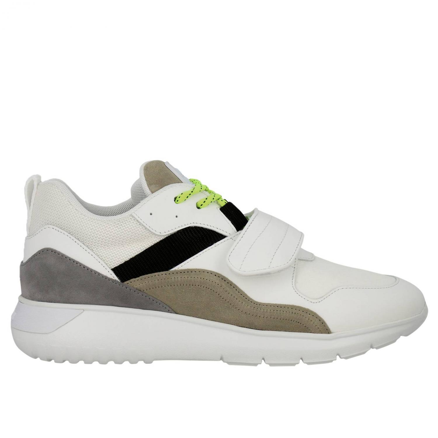 HOGAN: Sneakers 371 in pelle liscia micro rete camoscio e tela con maxi  fascia anteriore - Bianco | Sneakers Hogan GYM3710AZ60 K9D online su  GIGLIO.COM