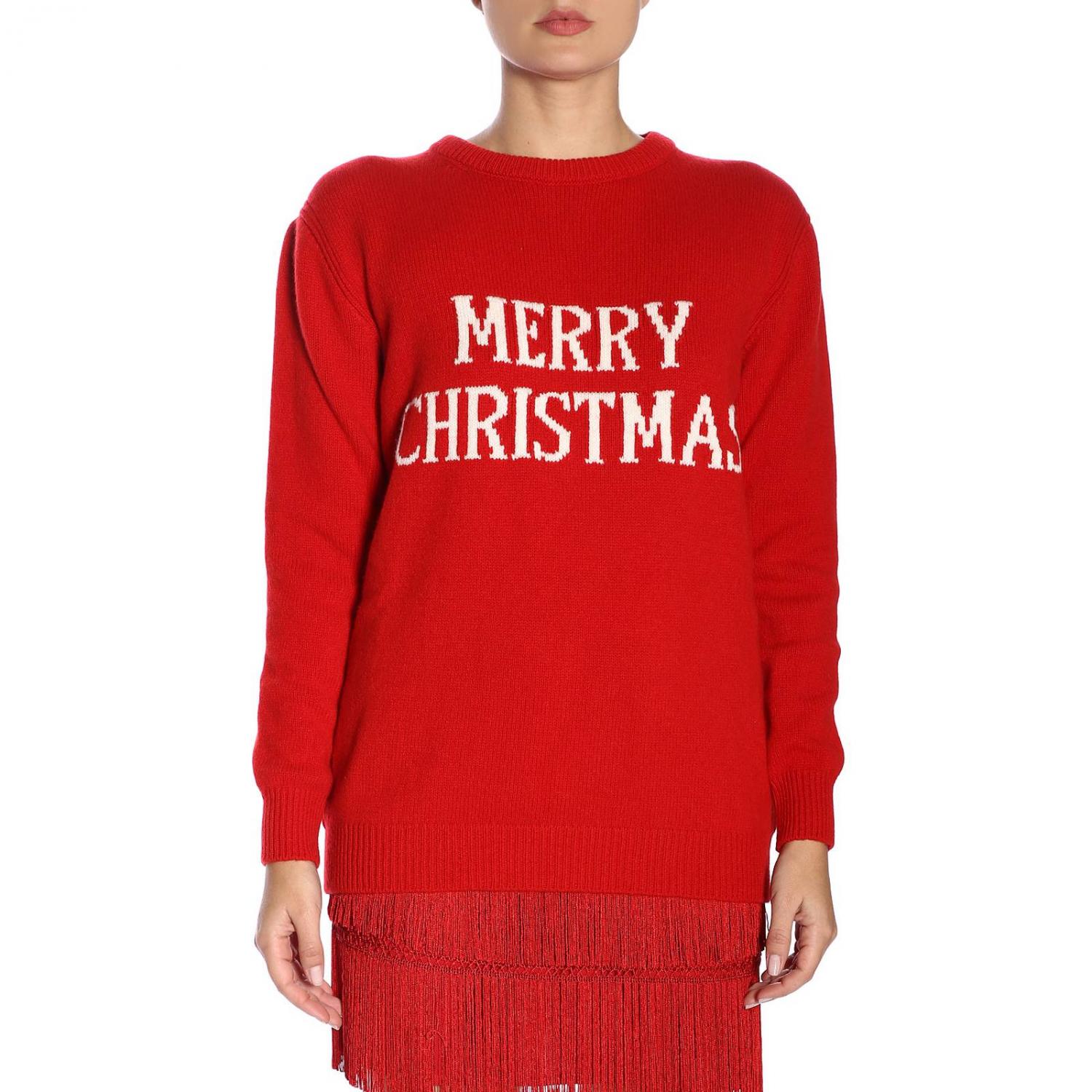 ALBERTA FERRETTI: Maglione oversize Merry Christmas in lana - Main Image