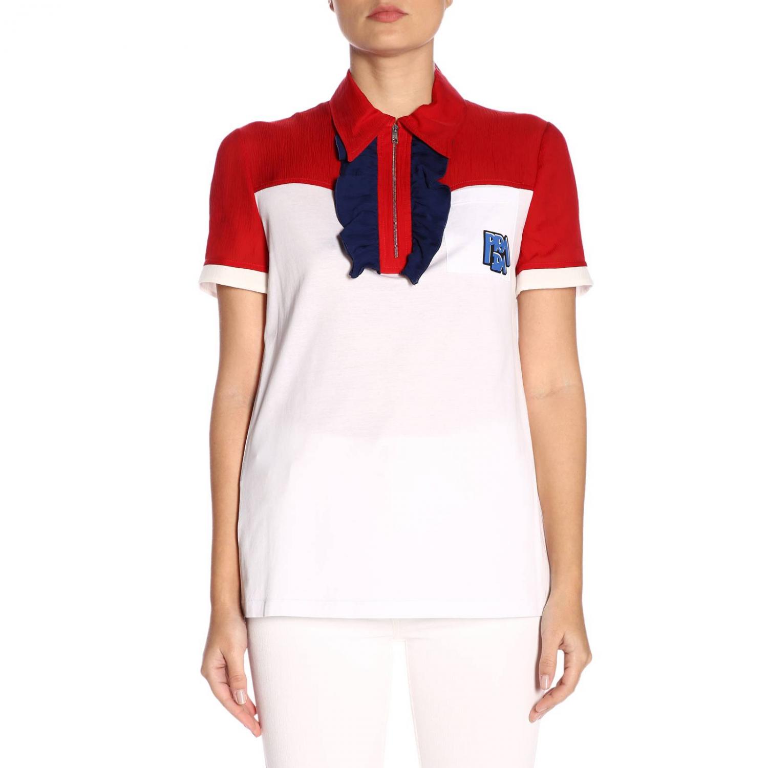 PRADA POLO: Camiseta mujer Prada, Rojo - Img 1