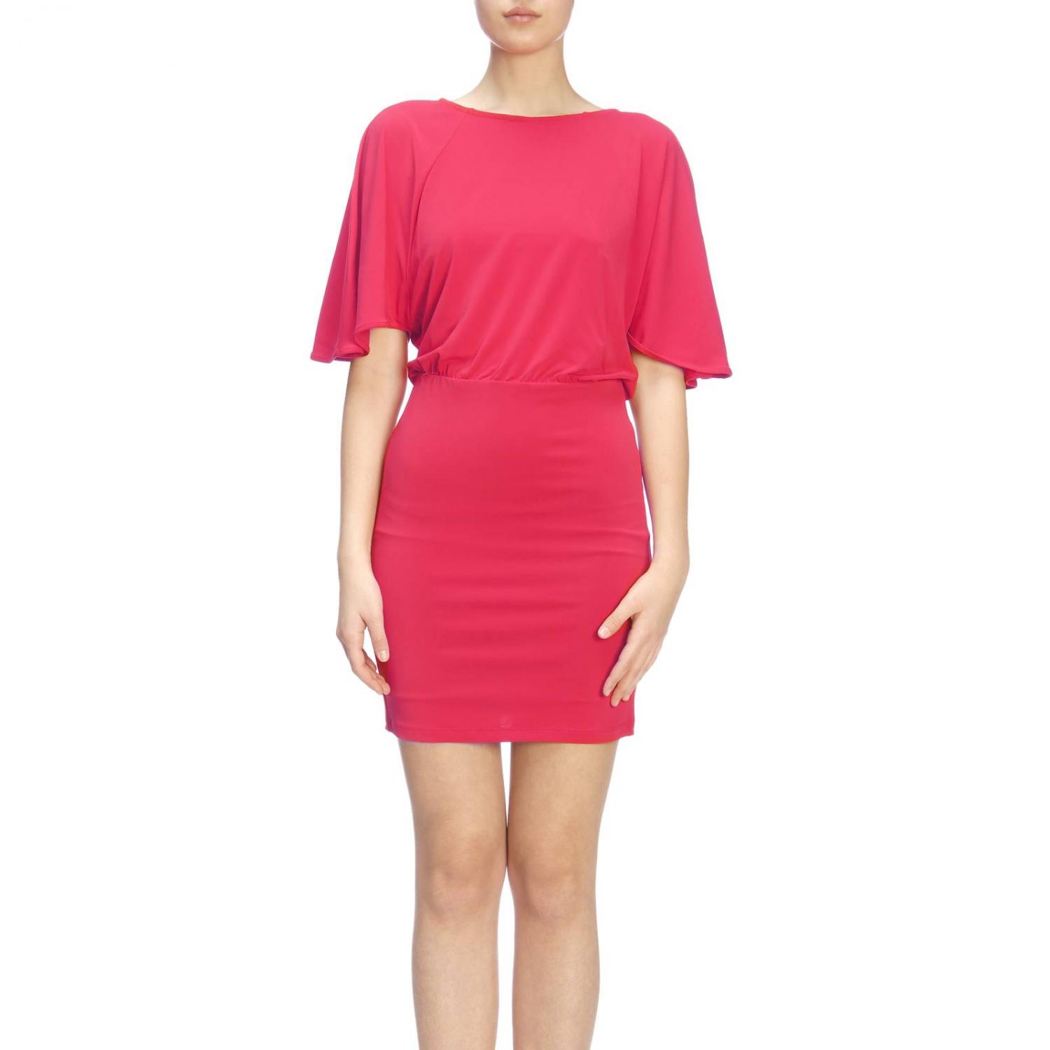 patrizia pepe red dress Asymmetric silk chiffon dress with draping